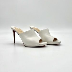 Sold! - Christian Louboutin white leather mules